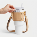 Water Bottle Handle Shoulder Strap PU Leather Tumbler